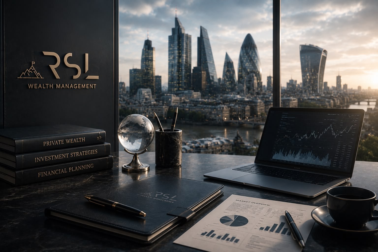 Private advisory office at dusk